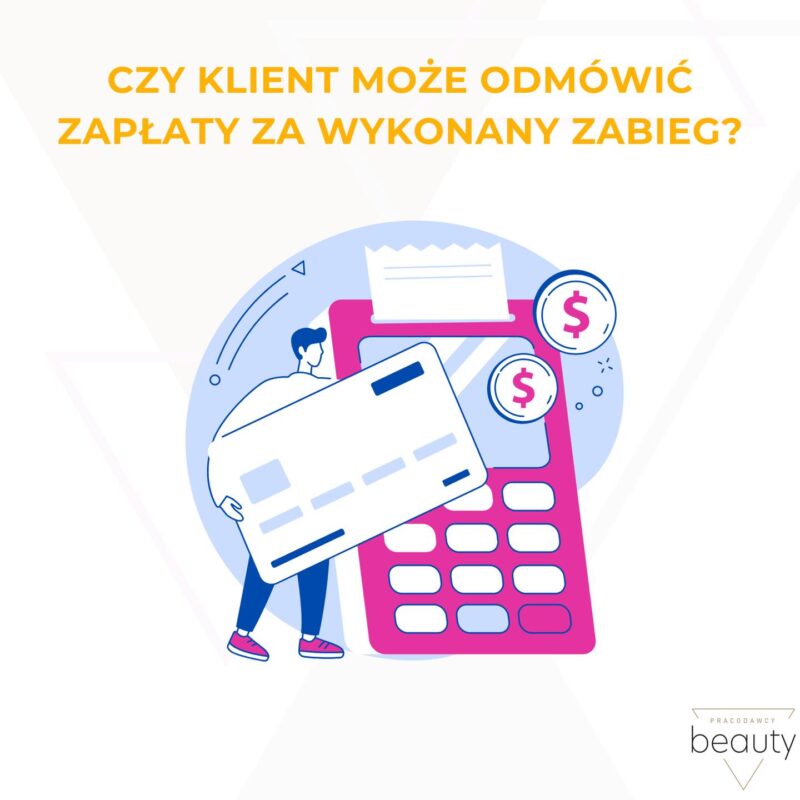Wektorowa grafika z nagłówkiem u góry, mężczyzna podnosi dużą kartę bankową do wielkiej kasy fiskalnej w różowym kolorze