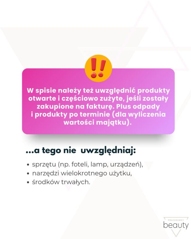 Różowy prostokąt z tekstem w środku i żółtym kółkiem z czerwonym wykrzyknikiem na górze