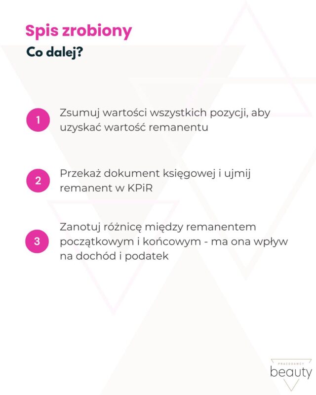Grafika z nagłówkiem, trzema różowymi kółkami oznaczonymi liczbami 1–3 i tekstem obok