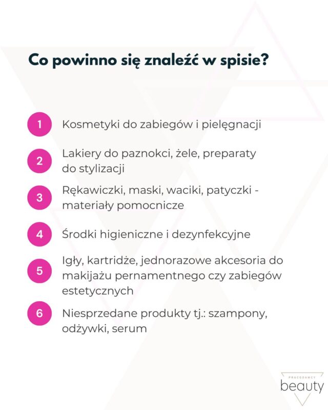 Wektorowa grafika z nagłówkiem, wypunktowanym tekstem i różowymi kółkami z liczbami od 1 do 6 obok każdego punktu